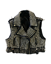 Load image into Gallery viewer, Studmuffin NYC Studded Crop Moto Vest