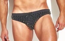 Load image into Gallery viewer, Studmuffin NYC Spike Speedo - Black on Black
