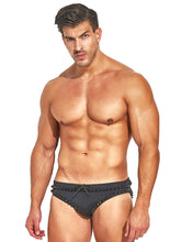 Load image into Gallery viewer, Studmuffin NYC Spike Outline Speedo -Black on Black