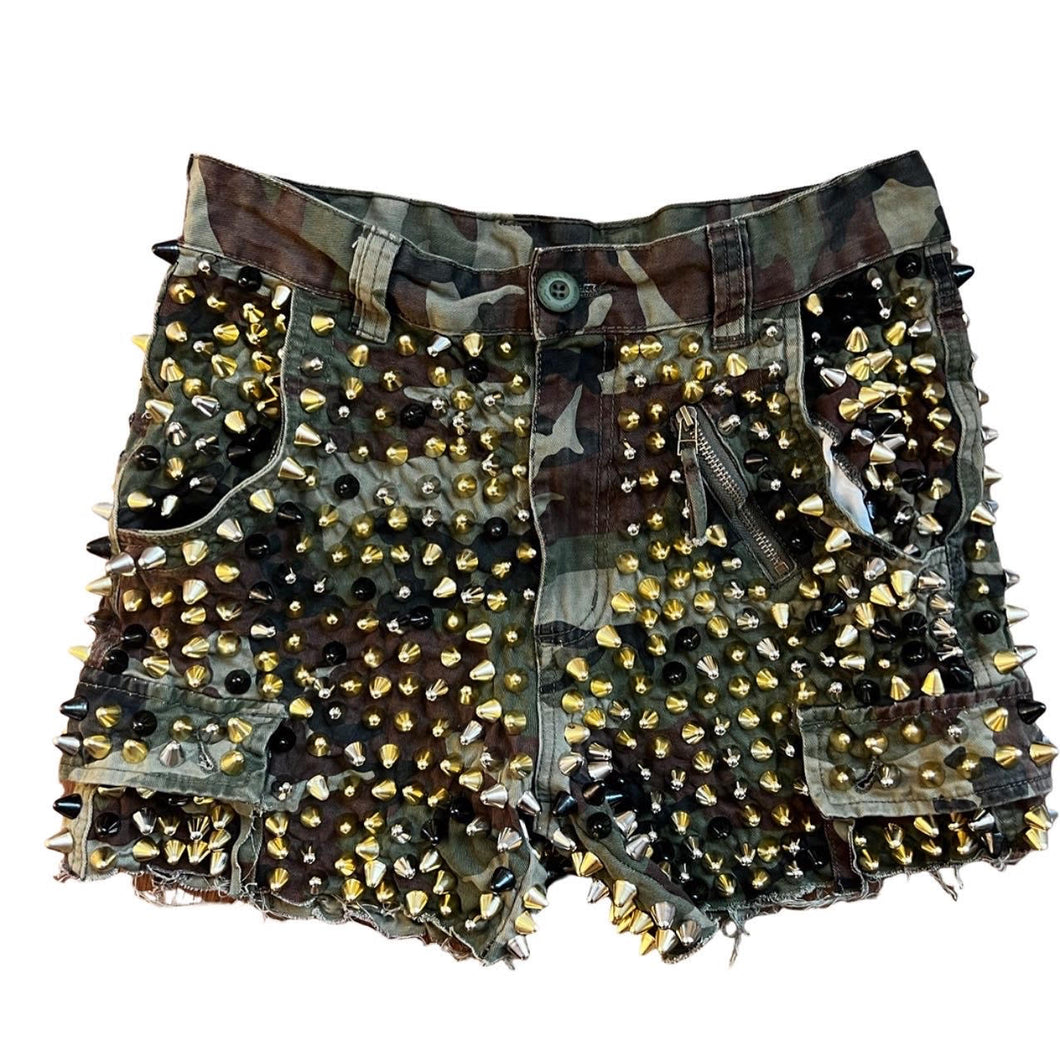 Studmuffin NYC Cropped Camo Cargo Shorts